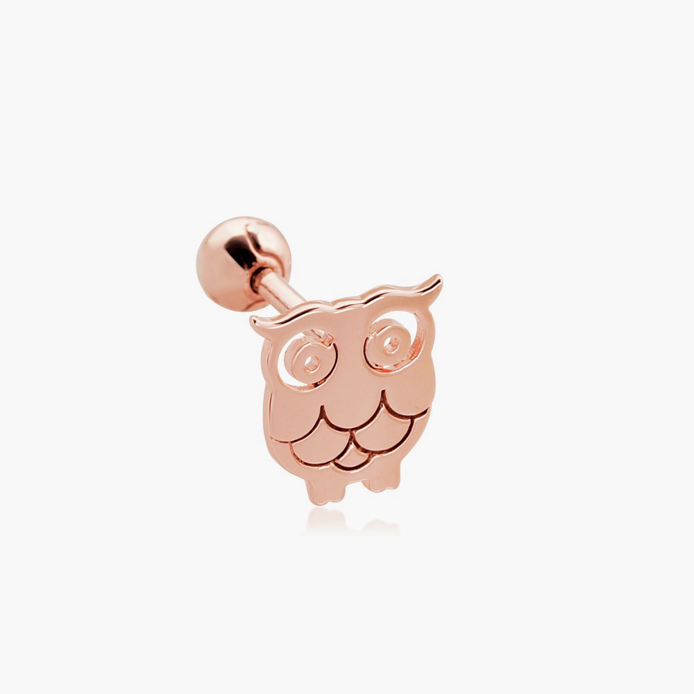 Simple owl piercing 14K,18K [낱개판매] 심플 부엉이 피어싱