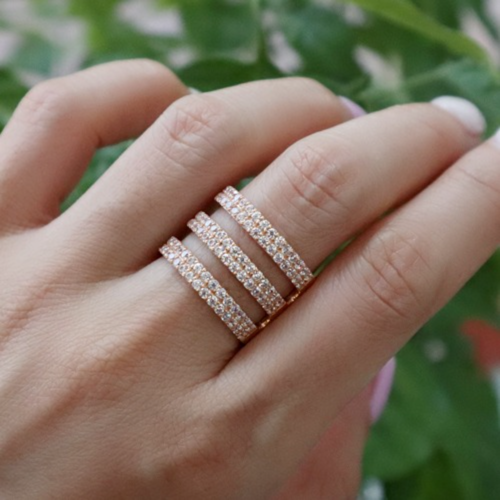 a three-tiered cubic ring 14K,18K 3단 블링 큐빅 반지